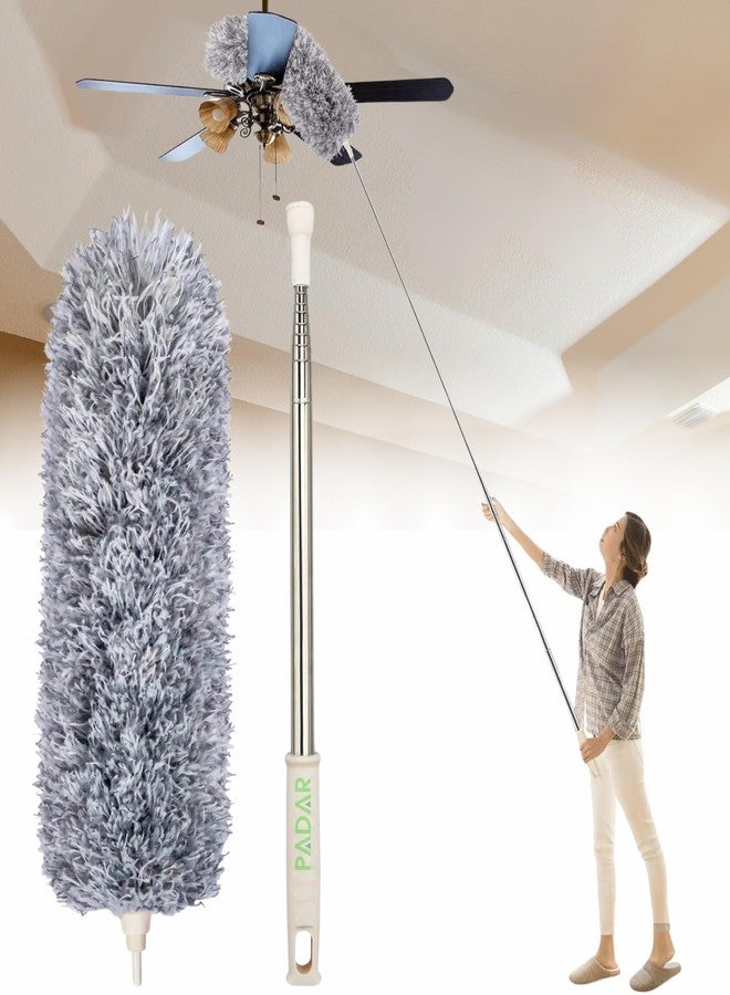 PADAR Ceiling Fan Duster with Long Handle |Microfiber Feather Fan Cleaning Mop, Brush & Dusting Stick | Extendable Dusting Brush & Mop for Ceiling Fans, Walls & Kitchens, Grey, 30 L x 3 W Centimeters - Image 1